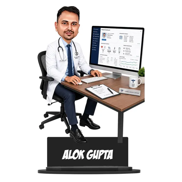 Personalized_Doctor_Caricature_Cutout_with_Acrylic_Name_|_Custom_Doctor_at_Workstation_Design_|_Glossy_Double-Layer_Laminated_MDF_with_Stand_|_Unique_Medical_Gift_for_Men_&_Women_|_Caricature_for_Any_Profession
