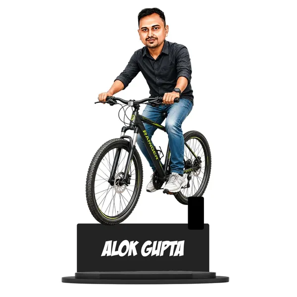 Personalized_Cyclist_Caricature_with_Acrylic_Name_|_Glossy_Double-Layer_MDF_Custom_Figurine_with_Stand_|_Unique_Gift_for_Men_&_Women_|_Custom_Caricature_for_Any_Profession