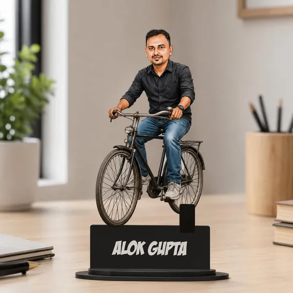 Personalized_Bicycle_Rider_Caricature_with_Name_|_Custom_2D_MDF_Photo_Cutout_for_Men_&_Women_|_Glossy_Double-Layer_Laminated_MDF_with_Stand_|_Unique_Birthday_&_Anniversary_Gift