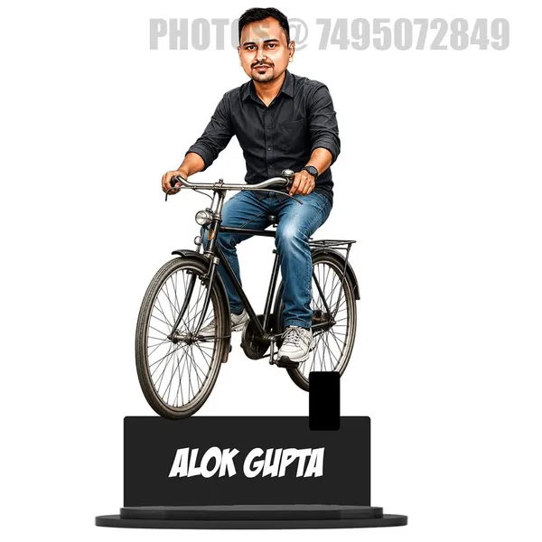 Personalized_Bicycle_Rider_Caricature_with_Name_|_Custom_2D_MDF_Photo_Cutout_for_Men_&_Women_|_Glossy_Double-Layer_Laminated_MDF_with_Stand_|_Unique_Birthday_&_Anniversary_Gift