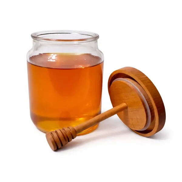 Glass_Honey_Storage_Jar_With_Wooden_Lid_And_Dipper