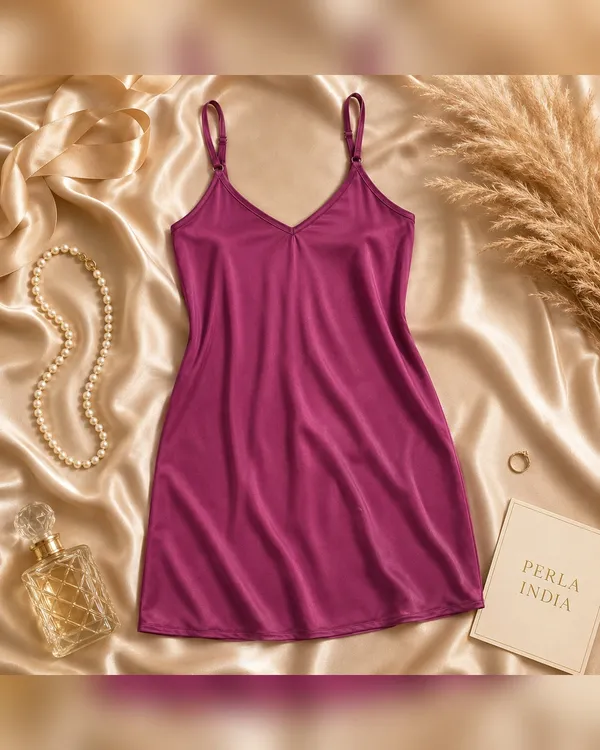 Wine_Satin_Lycra_Babydoll_Set_Style_Ii