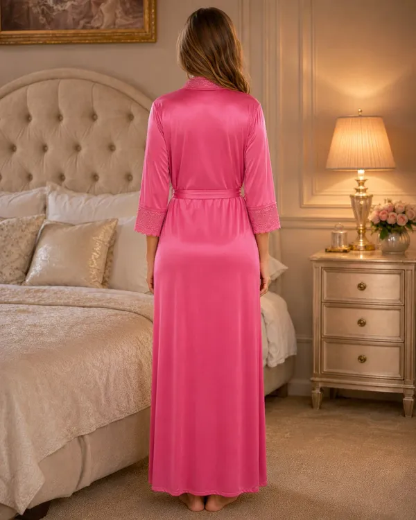 Pink_Satin_Lycra_Wrap_Nightgown_With_Lace_Trim