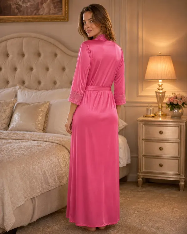 Pink_Satin_Lycra_Wrap_Nightgown_With_Lace_Trim