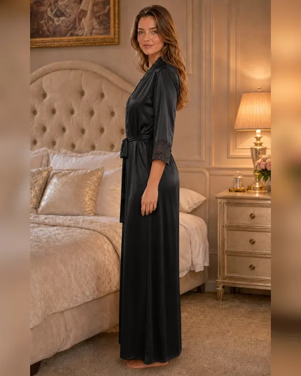Black_Satin_Lycra_Maxi_Nightgown_With_Lace_V_Neckline