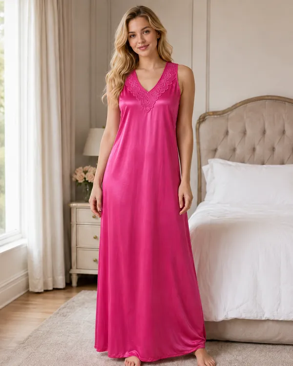 Pink_Satin_Kimono_Wrap_Nightgown_With_Tie_Belt