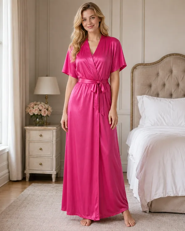 Pink_Satin_Kimono_Wrap_Nightgown_With_Tie_Belt