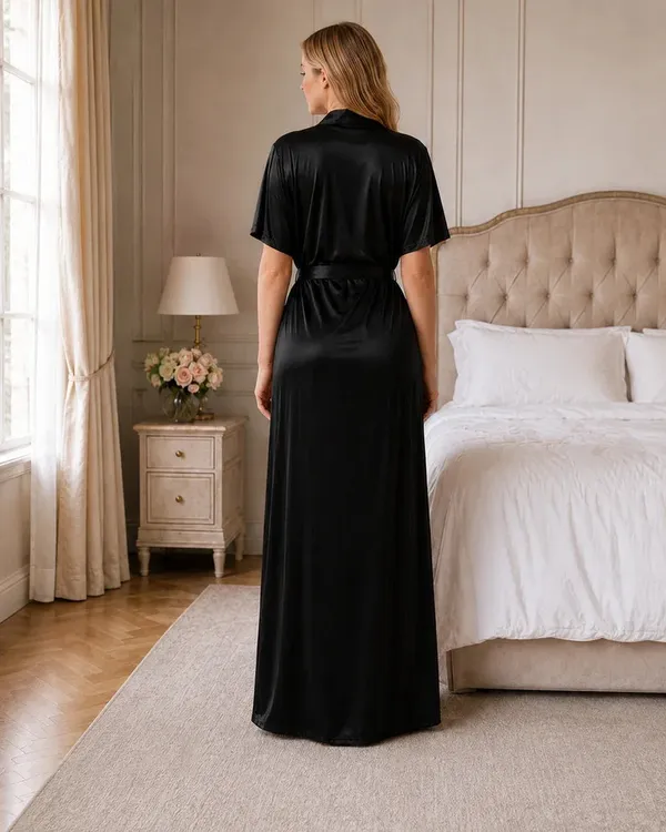 Black_Satin_Kimono_Wrap_Nightgown_With_Tie_Belt