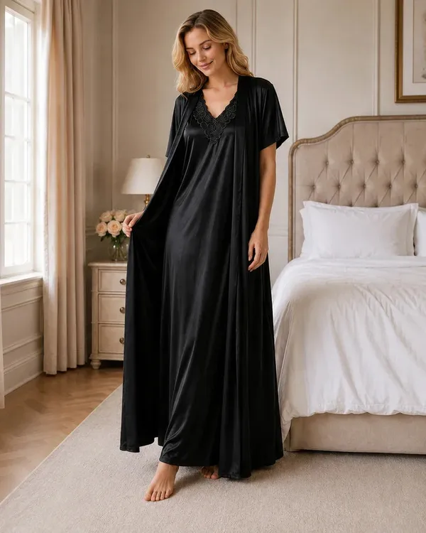 Black_Satin_Kimono_Wrap_Nightgown_With_Tie_Belt