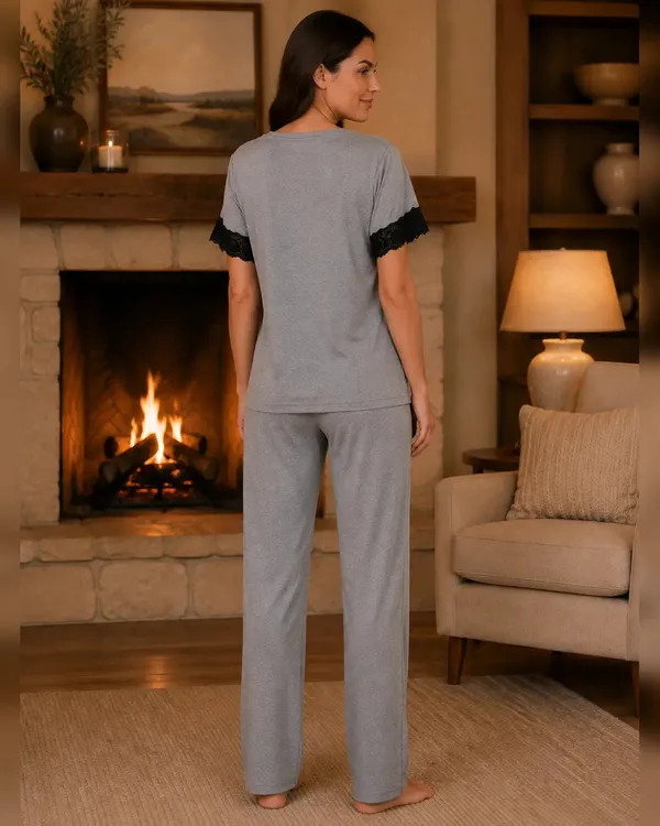 Grey_Knit_Button_Down_Pyjama_Set_With_Black_Lace_Trim