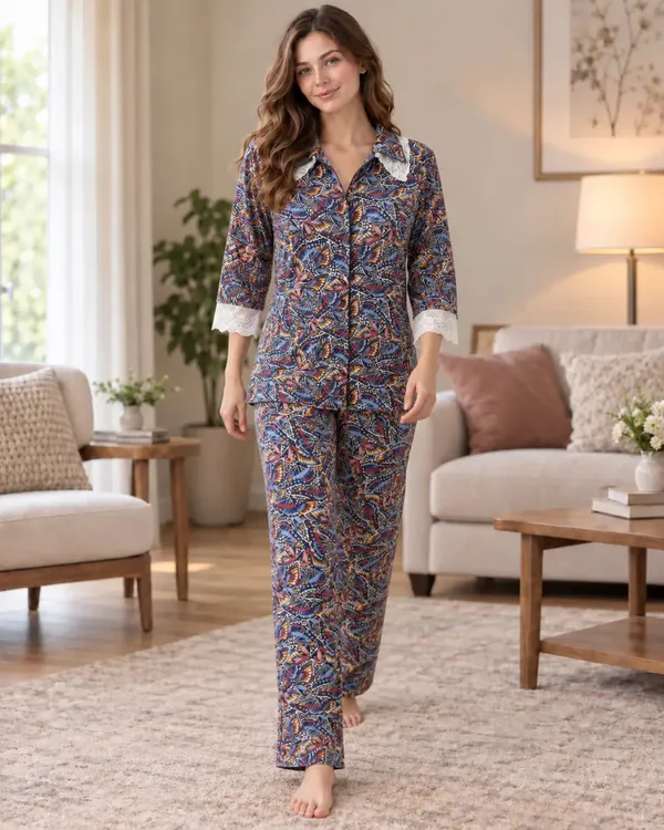 Navy_Butterfly_Print_Collared_Pyjama_Set_With_Lace_Cuffs