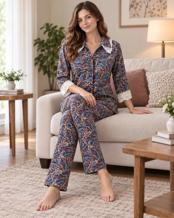 Navy_Butterfly_Print_Collared_Pyjama_Set_With_Lace_Cuffs
