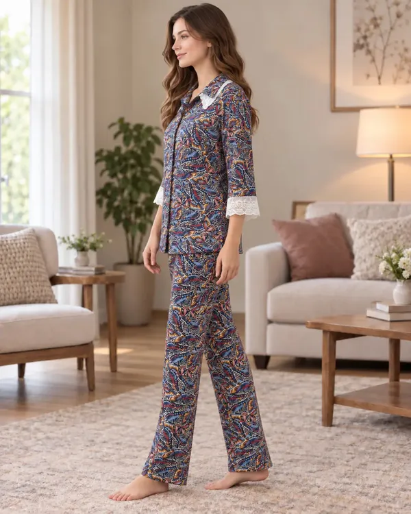 Navy_Butterfly_Print_Collared_Pyjama_Set_With_Lace_Cuffs
