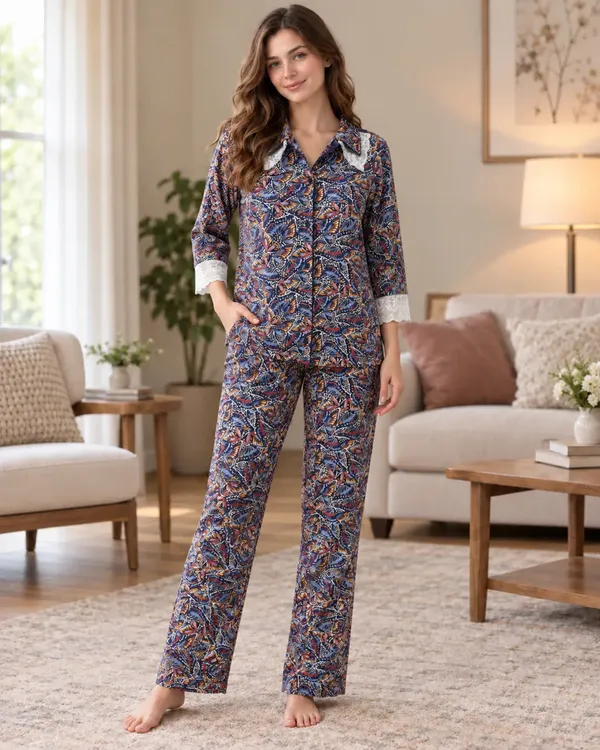 Navy_Butterfly_Print_Collared_Pyjama_Set_With_Lace_Cuffs
