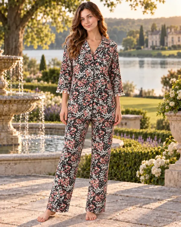 Black_Ditsy_Floral_Pyjama_Set_With_Pom_Pom_Trim