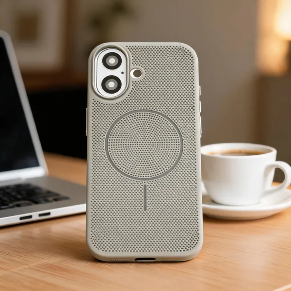 Grey_Textured_Perforated_Magnetic_Ring_Phone_Case_For_Iphone_17