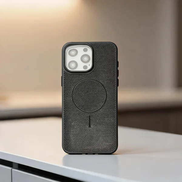 Black_Perforated_Magnetic_Ring_Phone_Case_For_Iphone_16_Pro_Max