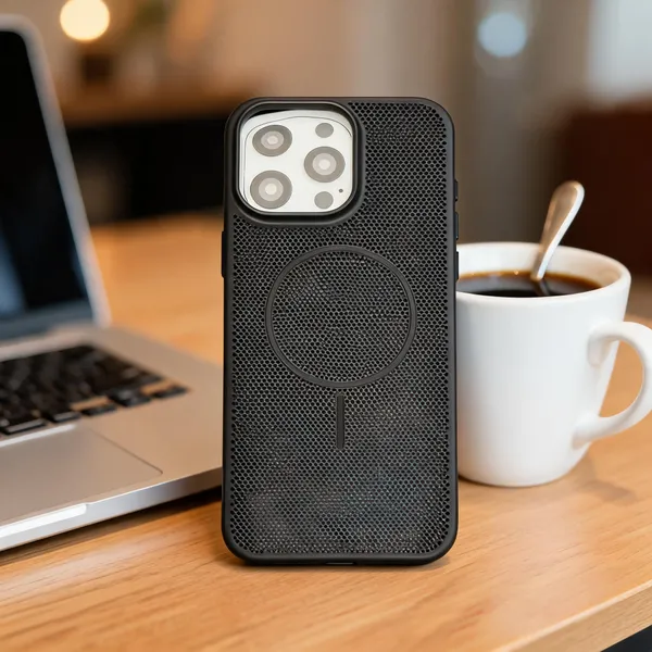 Black_Perforated_Magnetic_Ring_Phone_Case_For_Iphone_16_Pro_Max