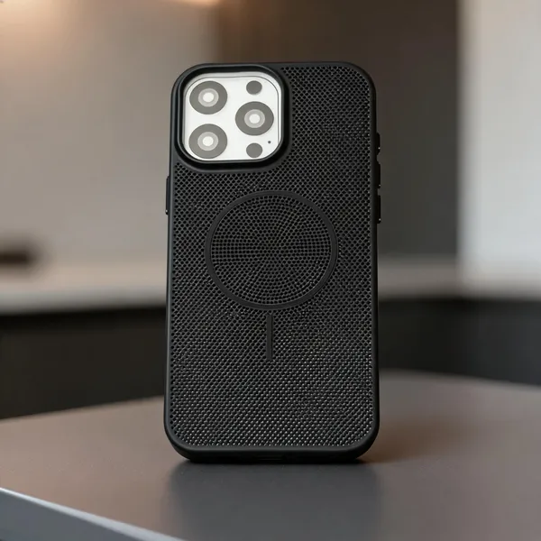 Black_Perforated_Magnetic_Ring_Phone_Case_For_Iphone_15_Pro