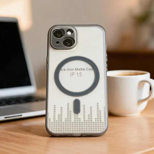 White_Matte_Magnetic_Ring_Phone_Case_For_Iphone_15