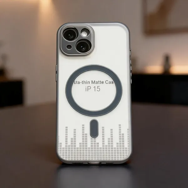 White_Matte_Magnetic_Ring_Phone_Case_For_Iphone_15