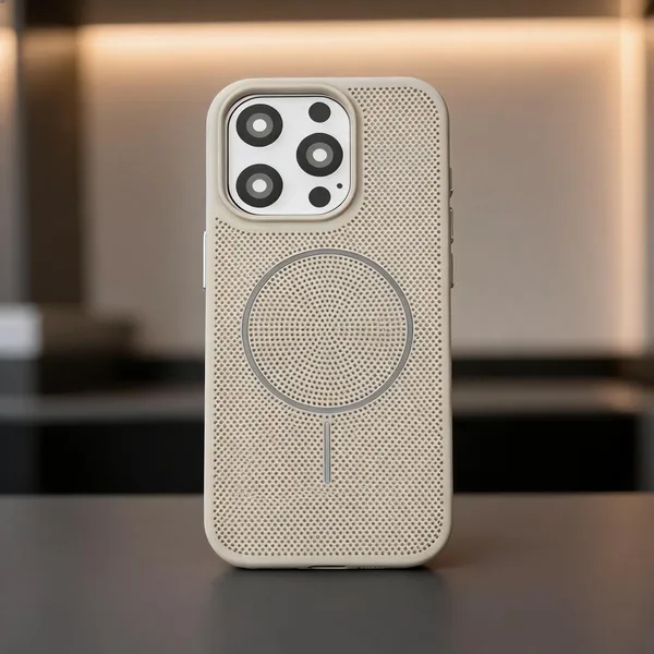 Beige_Perforated_Magnetic_Ring_Phone_Case_For_Iphone_15_Pro_Max