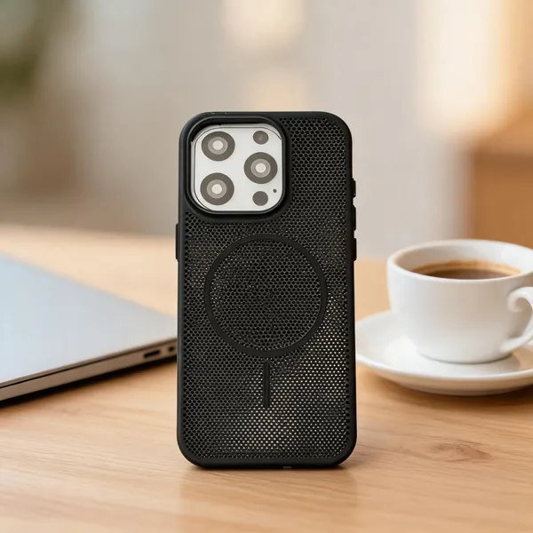 Black_Perforated_Magnetic_Ring_Phone_Case_For_Iphone_15_Pro