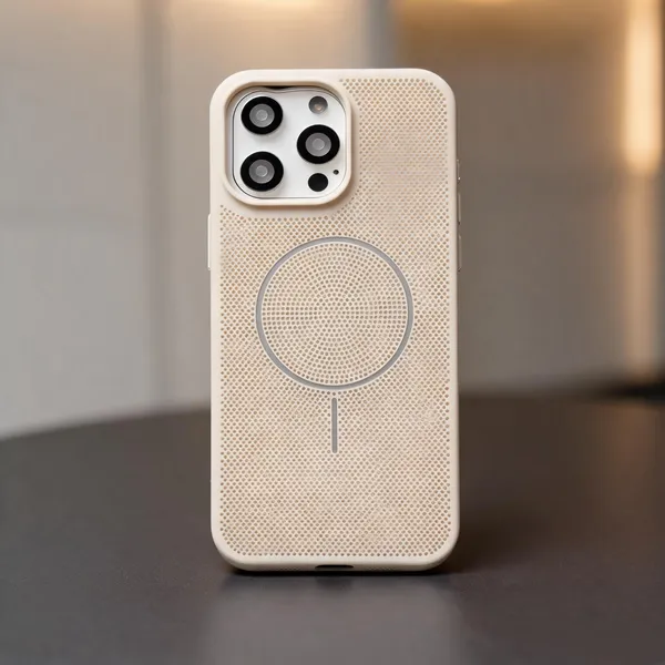 Beige_Perforated_Magnetic_Ring_Phone_Case_For_Iphone_15_Pro_Max
