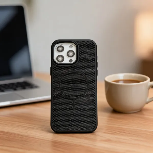 Black_Perforated_Magnetic_Ring_Phone_Case_For_Iphone_15_Pro