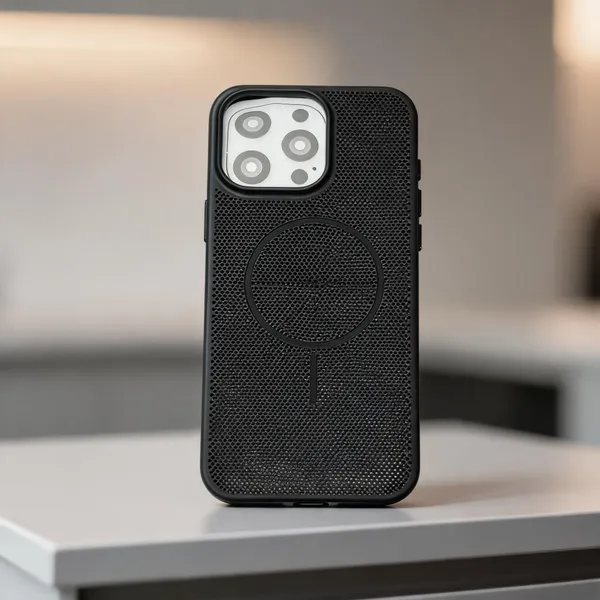 Black_Perforated_Magnetic_Ring_Phone_Case_For_Iphone_15_Pro