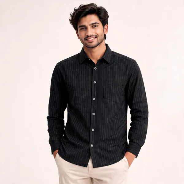 Black_Pure_Cotton_Striped_Casual_Shirt_For_Men