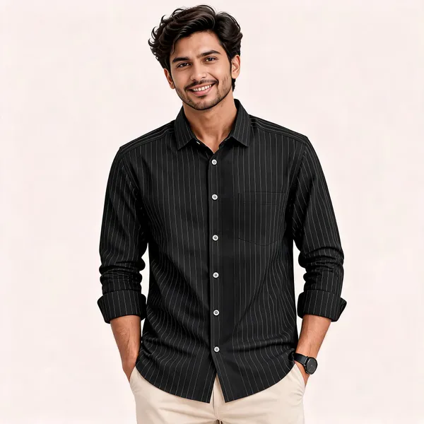 Black_Pure_Cotton_Striped_Casual_Shirt_For_Men