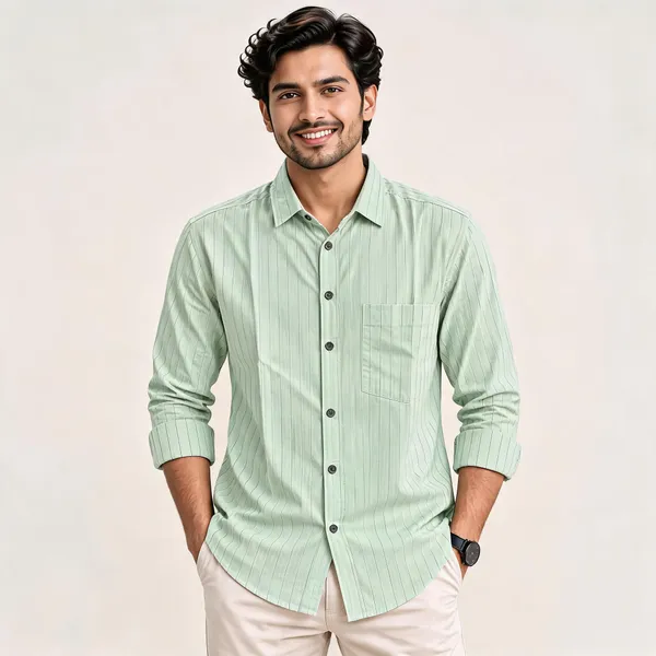 Mint_Green_Cotton_Textured_Casual_Shirt_For_Men
