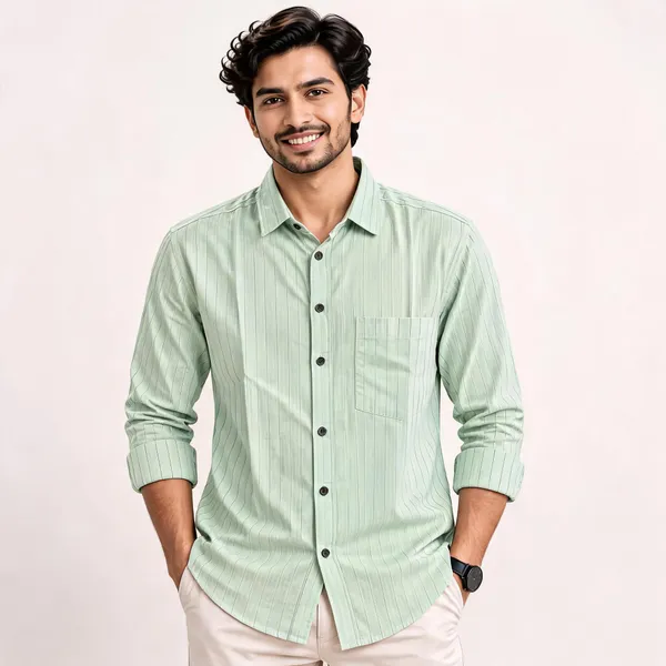 Mint_Green_Cotton_Textured_Casual_Shirt_For_Men