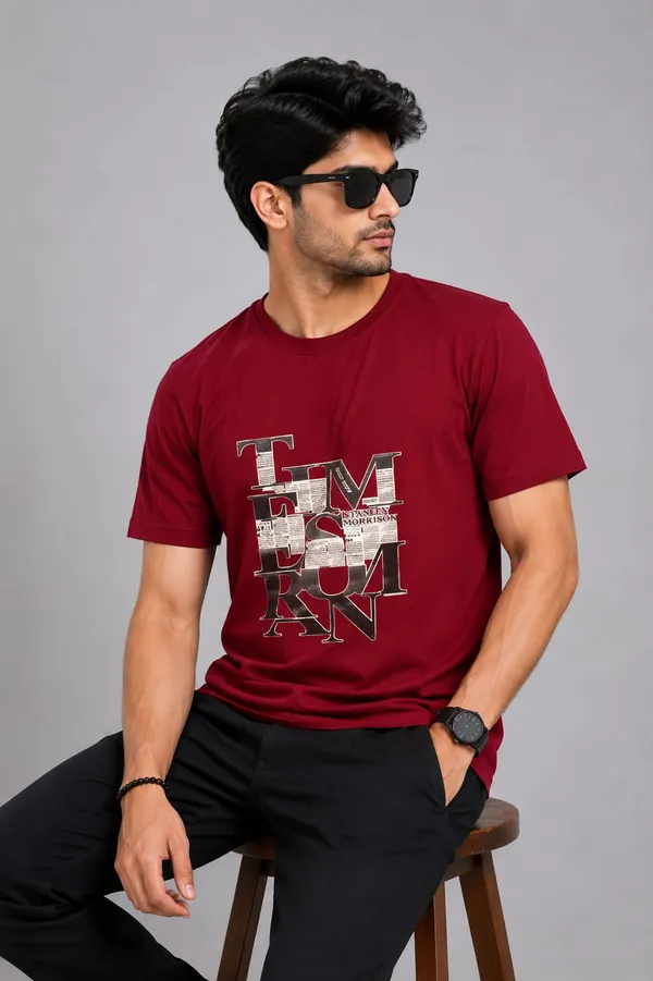 Maroon_Cotton_Casual_Fit_Graphic_T-Shirt_For_Men