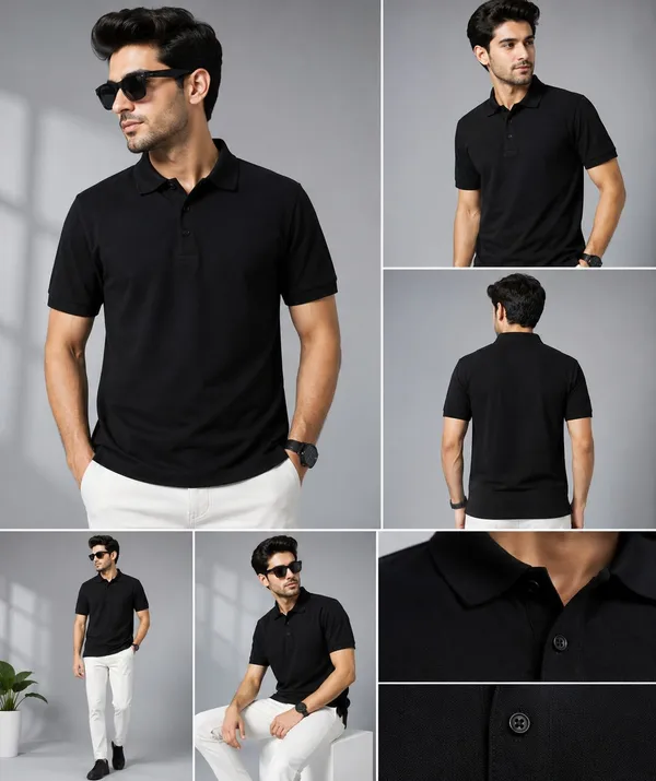 tshirt_Solid_Men_Polo_Neck_White,_Black_T-Shirt_()