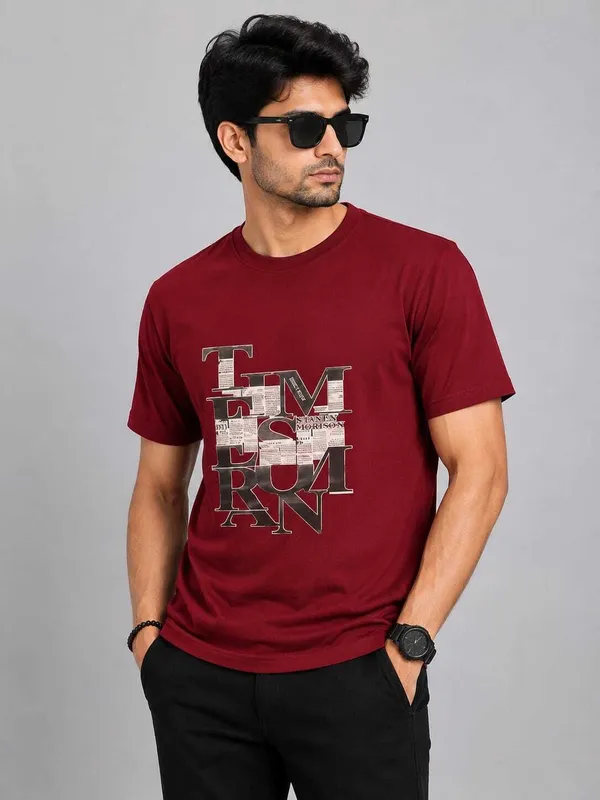 nslegacy_Graphic_Print,_Typography_Men_Round_Neck_Maroon_T-Shirt_()