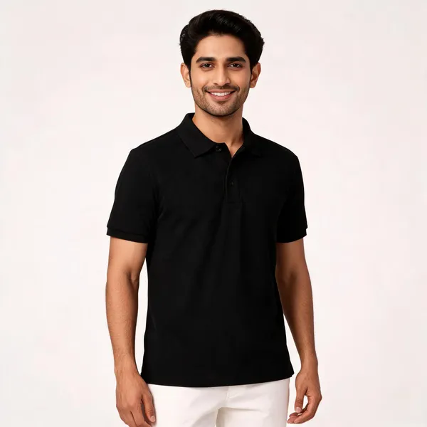 Black_Cotton_Polo_Neck_Solid_T-Shirt_For_Men