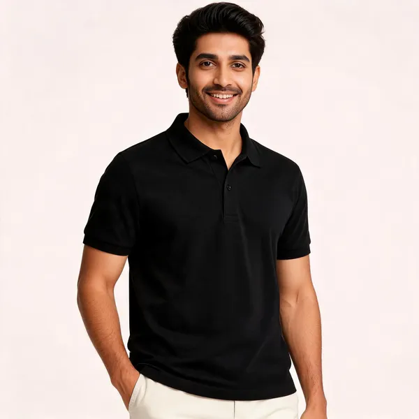 Black_Cotton_Polo_Neck_Solid_T-Shirt_For_Men