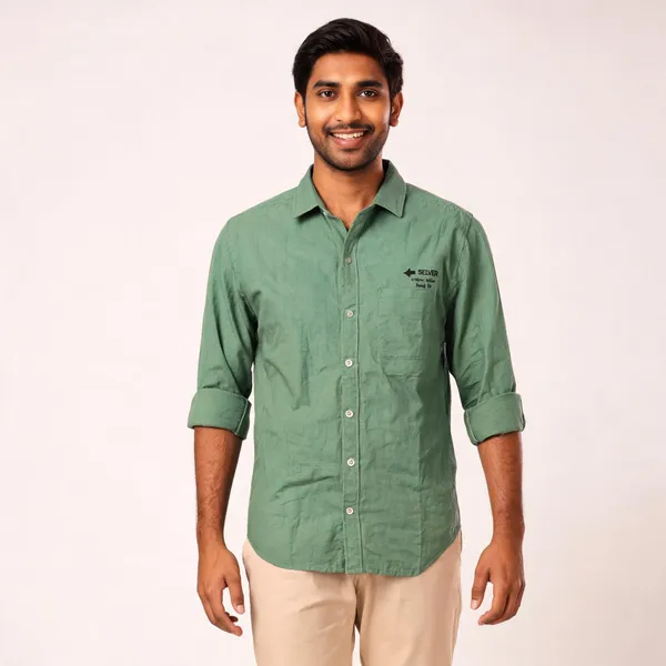 Green_Cotton_Casual_Shirt_For_Men