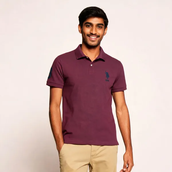 Maroon_Cotton_Polo_Neck_Embroidered_T-Shirt_For_Men