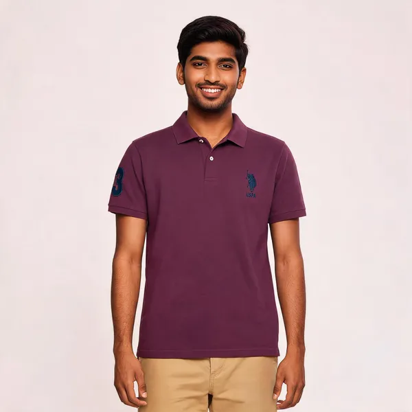 Maroon_Cotton_Polo_Neck_Embroidered_T-Shirt_For_Men