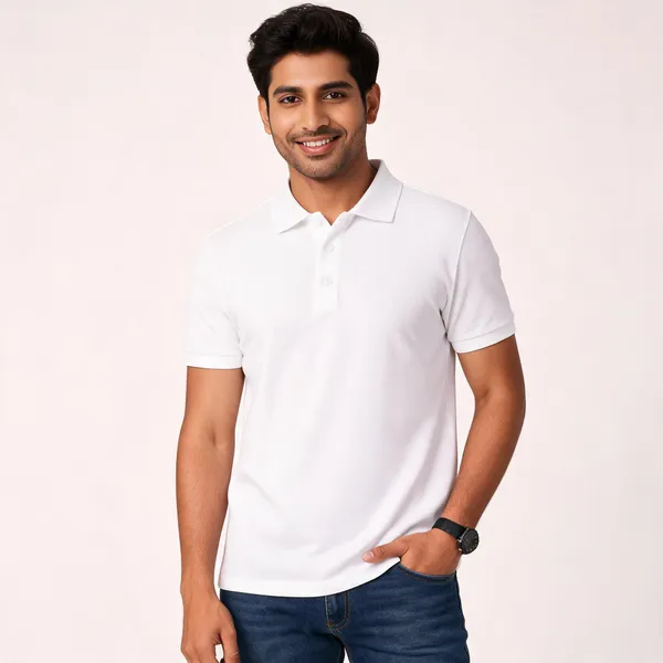White_Cotton_Polo_Neck_Solid_T-Shirt_For_Men