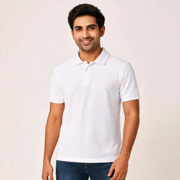 White_Cotton_Polo_Neck_Solid_T-Shirt_For_Men