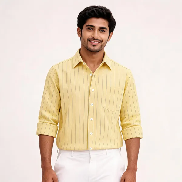 Yellow_Pure_Cotton_Striped_Casual_Shirt_For_Men