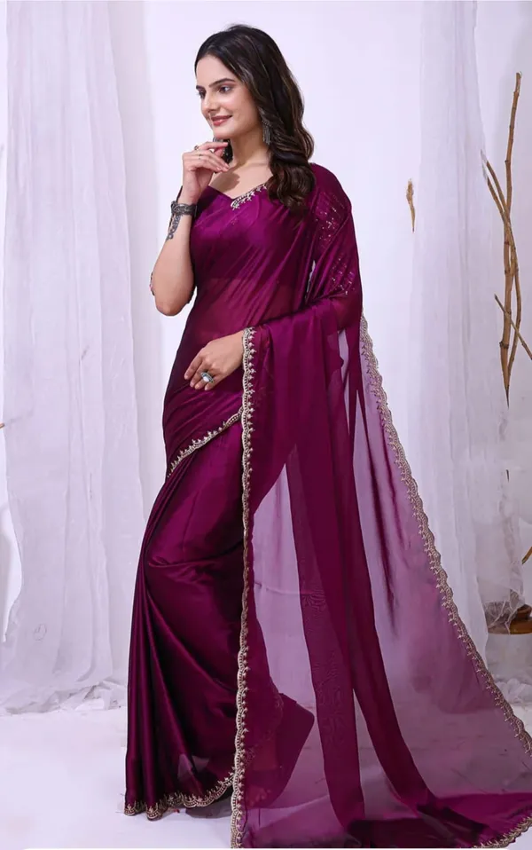 Wine_Embellished_Saree_For_Women