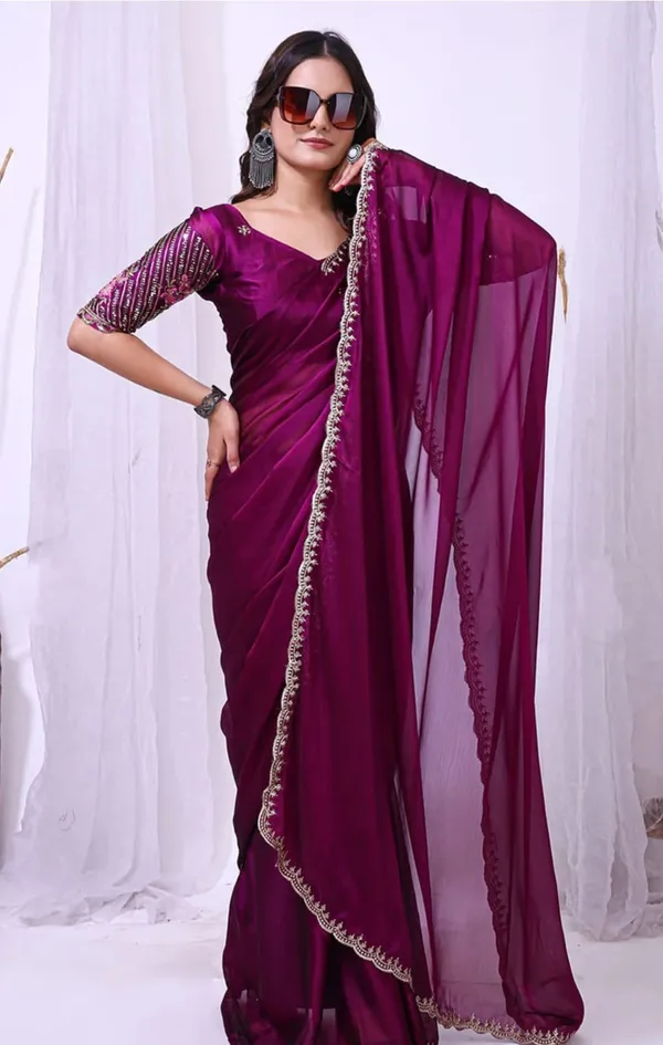 Wine_Embellished_Saree_For_Women