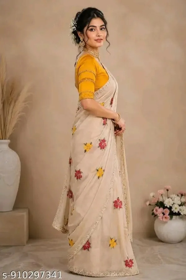 Cream_Floral_Embroidered_Saree_for_Women
