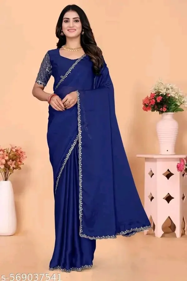 Blue_Embellished_Saree_With_Blouse_for_Women