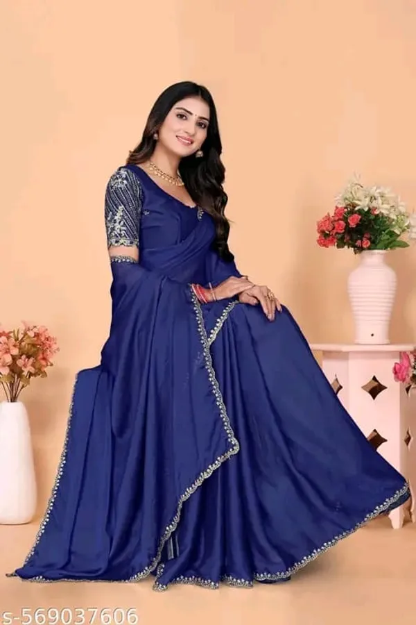 Blue_Embellished_Saree_With_Blouse_for_Women